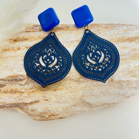 Colorful Ornate Earrings - Pop-of-color Statement Earrings - Summer Earrings - Picture 7 of 16